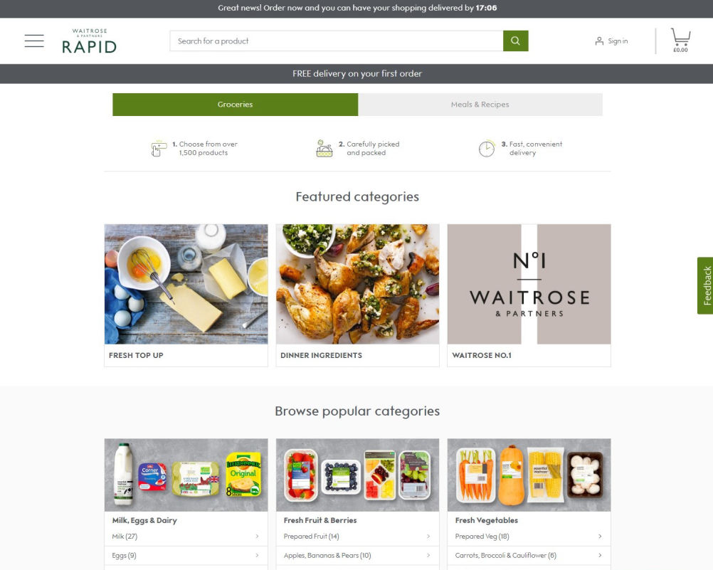 Rapid Same-day Delivery from Waitrose